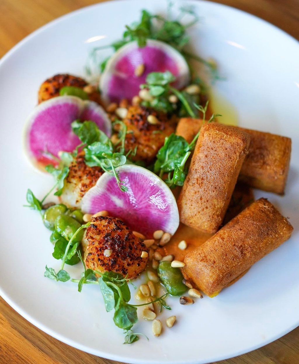 Seared Scallops and Panisse fritters 