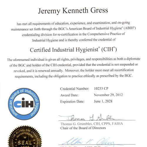 CIH credential