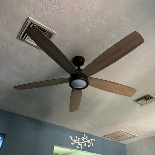 He did an excellent job installing a ceiling fan w