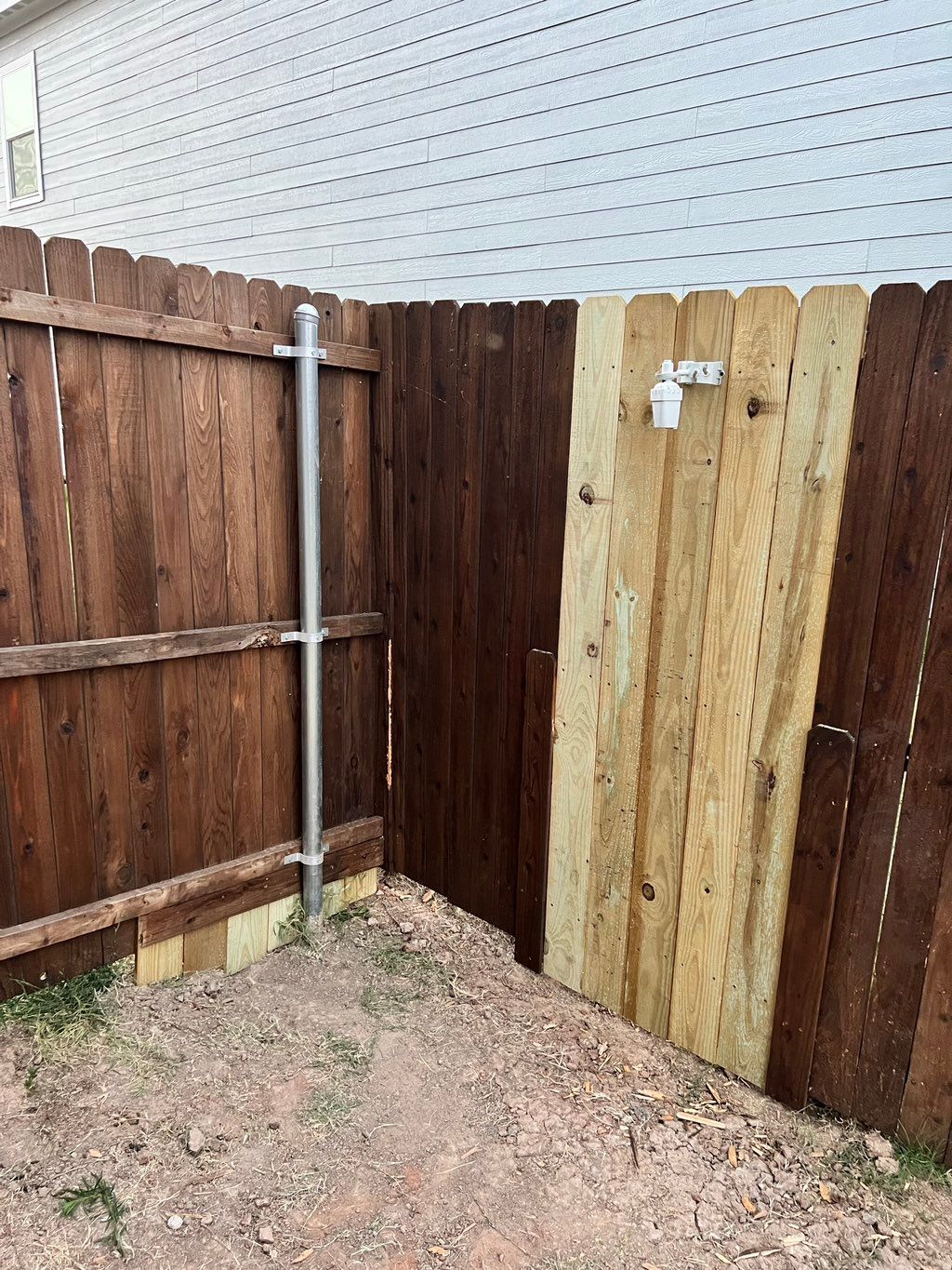 Emergency fence repair from damage caused by dogs.