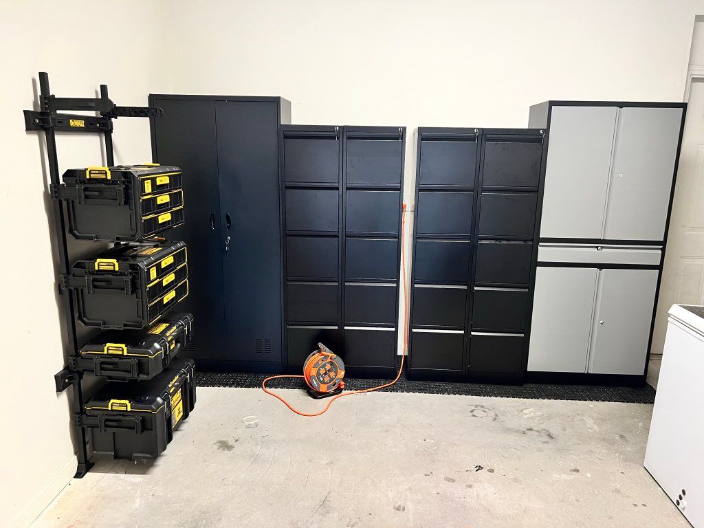 Flat pack furniture assembly and wall mounted tool