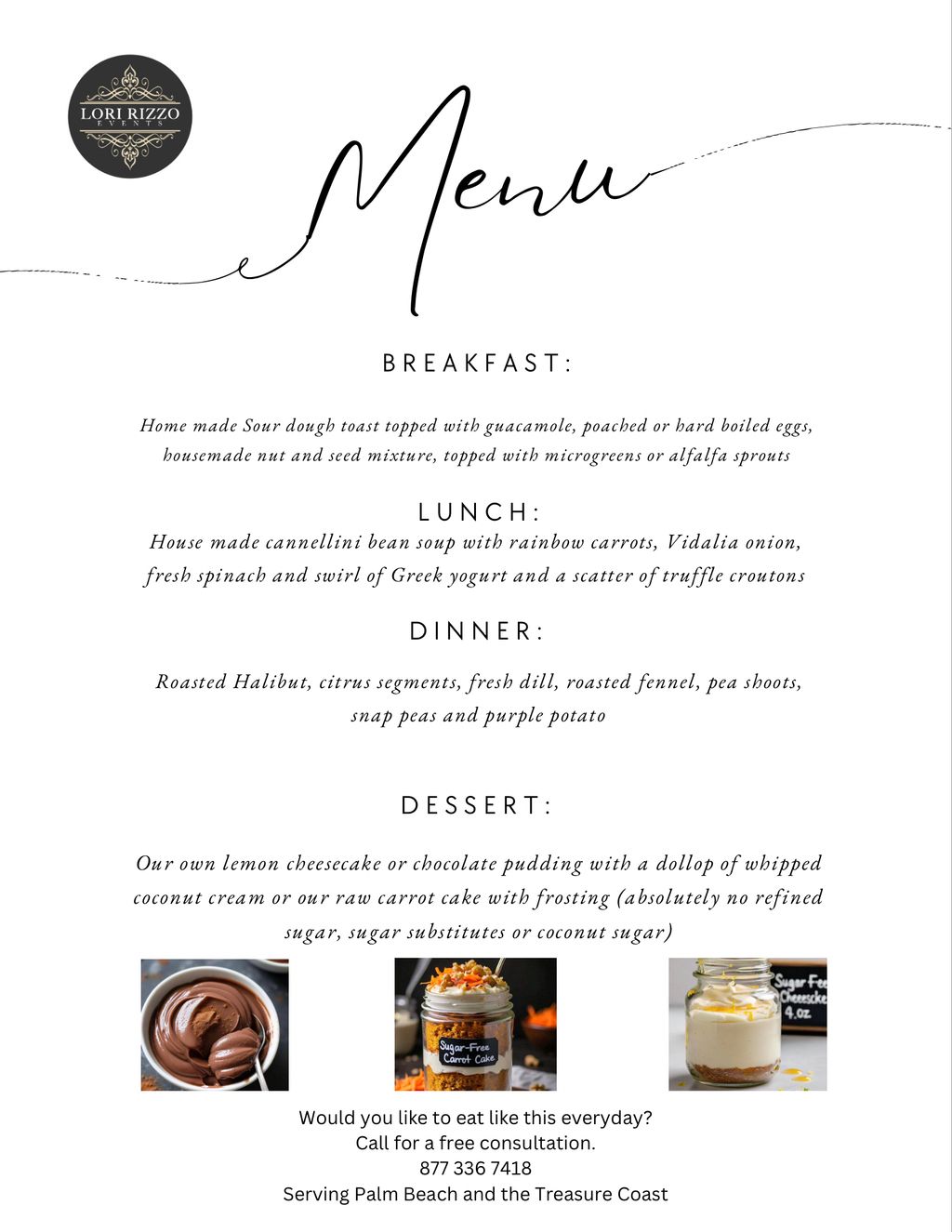 Upscale farm to table menu