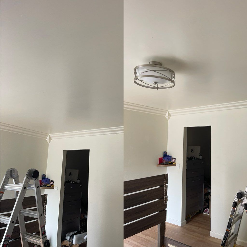 New ceiling light installation. Added new power li