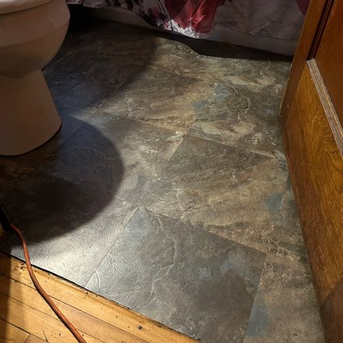 This is before and after my small bathroom floor a