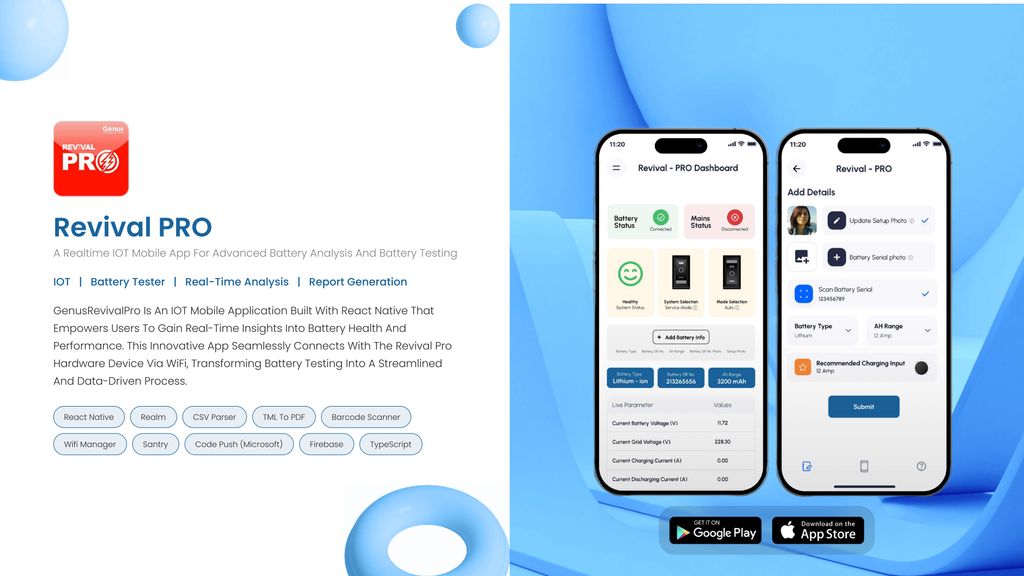 RevivalPro is an IOT mobile application built with