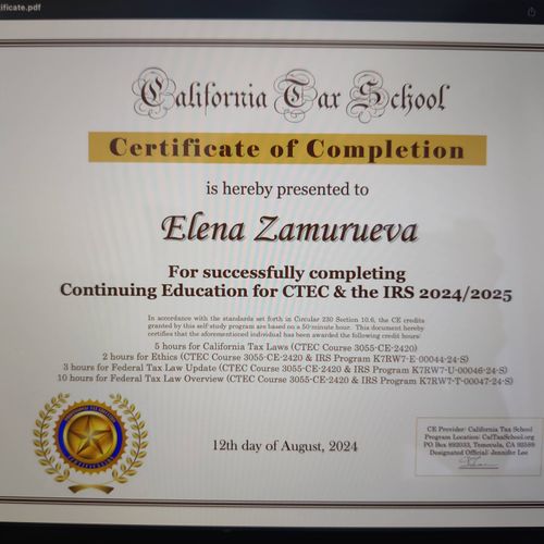 completed continuing education for CTEC