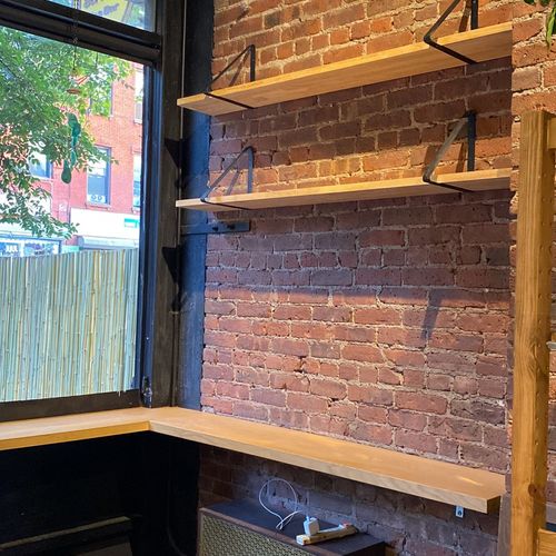 Great job! Needed to hang shelves on a brick wall.