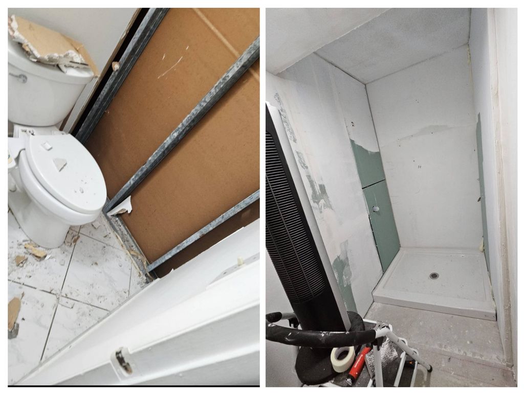 Broke down wall to expand bathroom & added shower