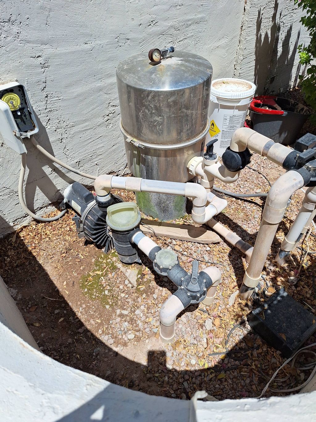 Old pump and filter
