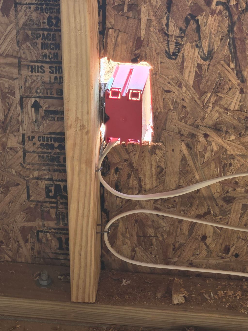 Exterior outlet cut out found to be excessive.