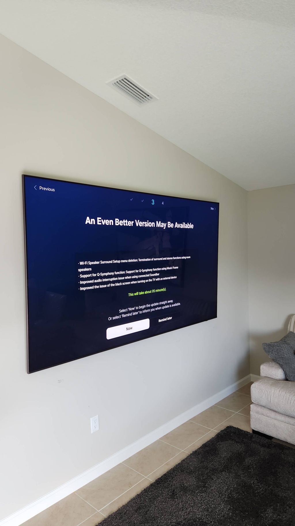 98" Samsung TV wall mounting 