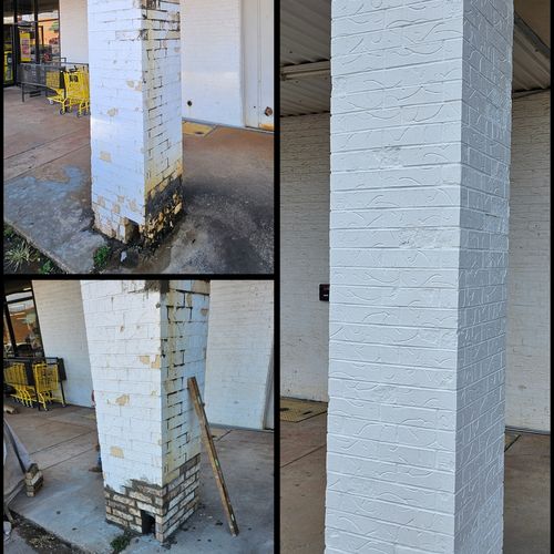 Eroded brick replacement and repaint 