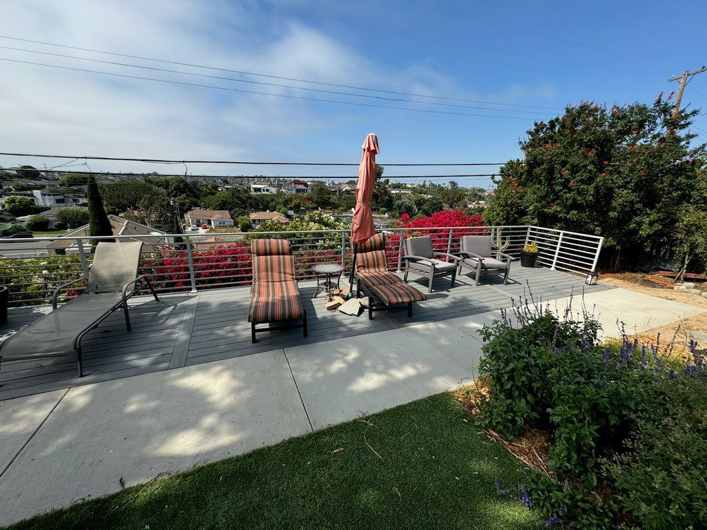 Trex decking and concrete pathway 