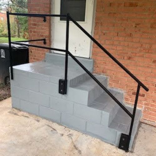 Gutierrez Construction made a cinderblock staircas