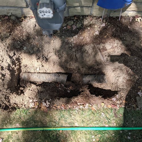 Broken downspout drain repair