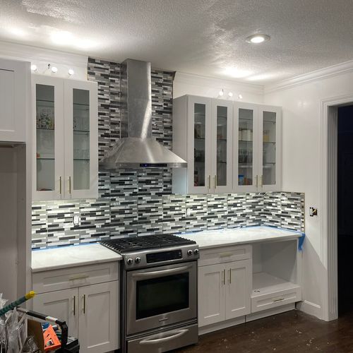 Backsplash installation for kitchen remodel