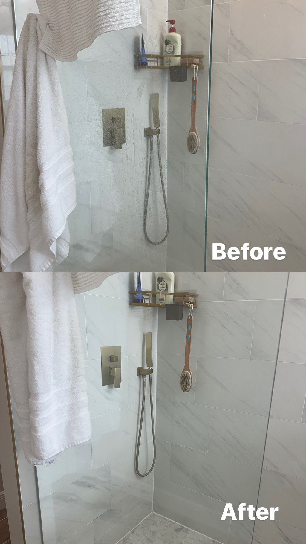 Soap scum before and after ☀️