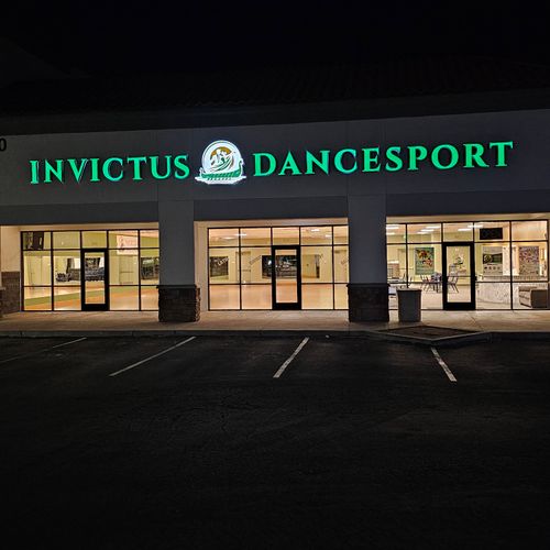 The outside of our studio, Invictus Dancesport.