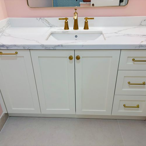 Custom Bathroom Vanity with Laundry Hamper