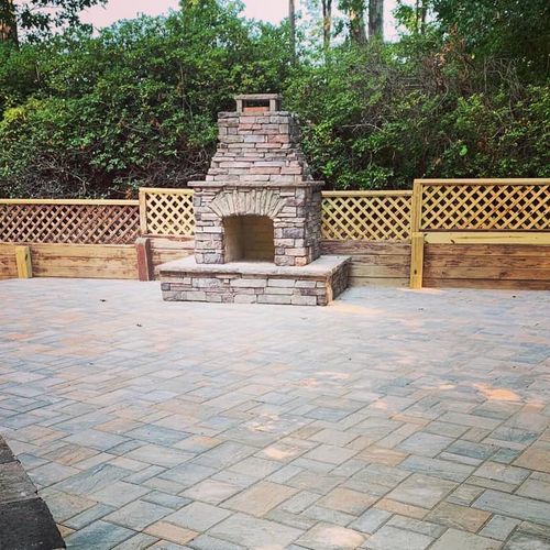 Paver patio with Fireplace