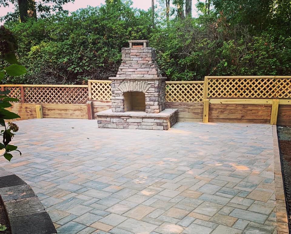 Paver patio with Fireplace