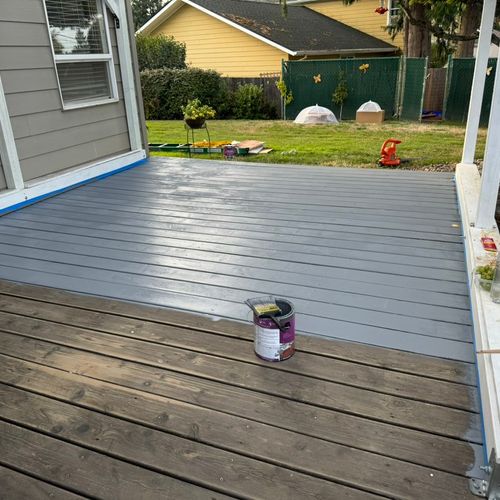 Deck stripped and refinished with Nonslip Sealant.