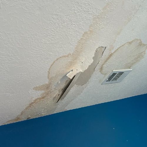 water damage. drywall ceilling. 