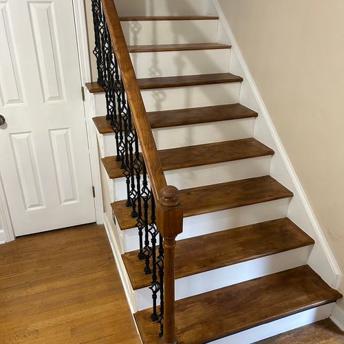 I had to have 6 stairs sand and stain, my wife had