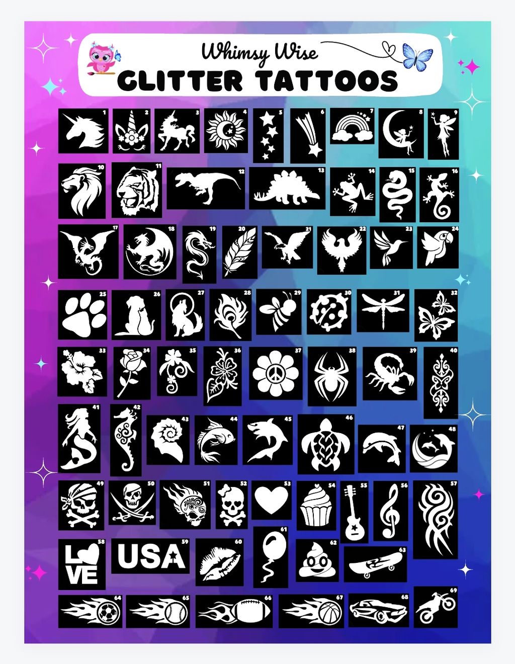GLITTER TATTOO MENU