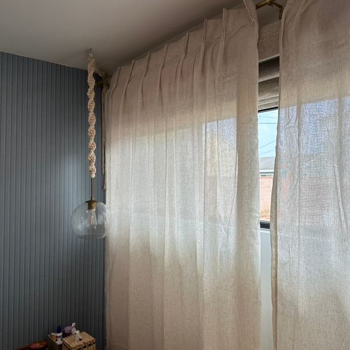 Rod and curtain installation. 