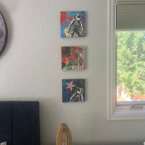 Hanging pictures on the wall