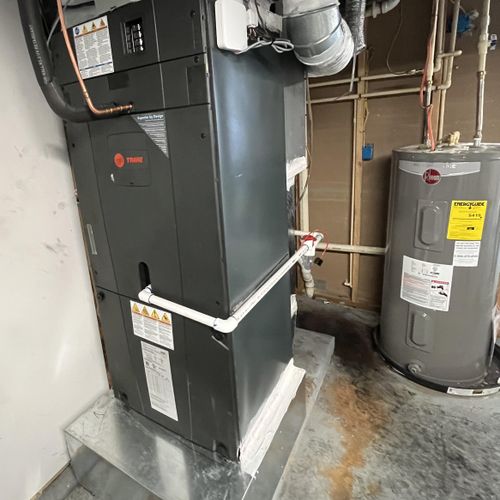 Installation of Trane Hyperion air handler, with a