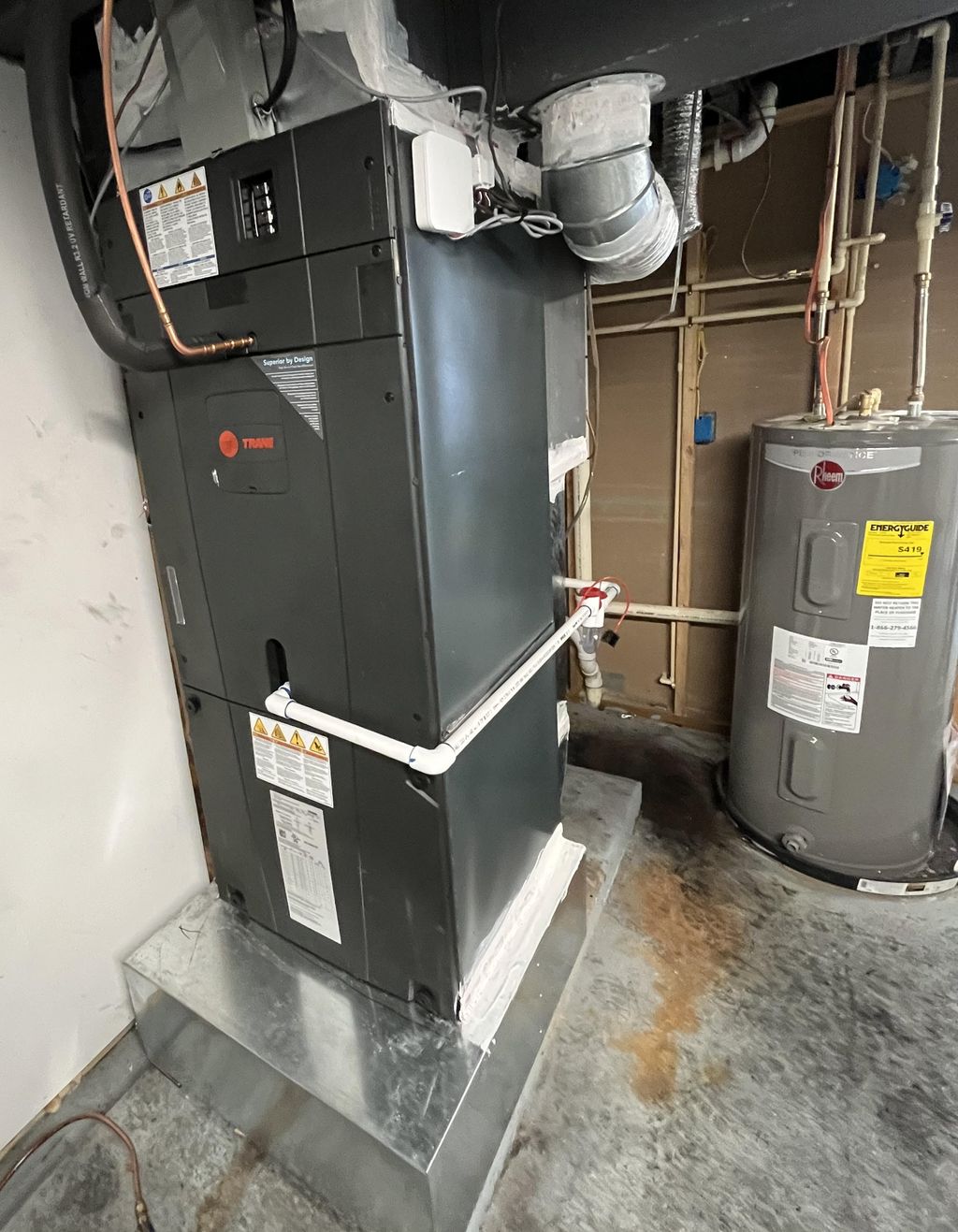 Installation of Trane Hyperion air handler, with a