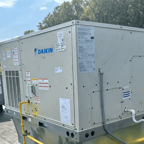 Installation of new Daikin rooftop packaged unit.