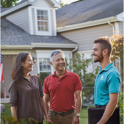 Team member consulting with homeowners.