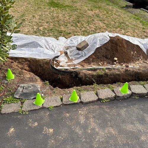 Trenching before new water service line goes in