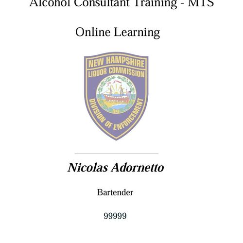 Alcohol Consultant Training Certificate