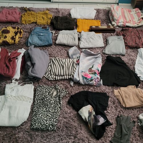 Sorting through clothes for donations—clearing spa