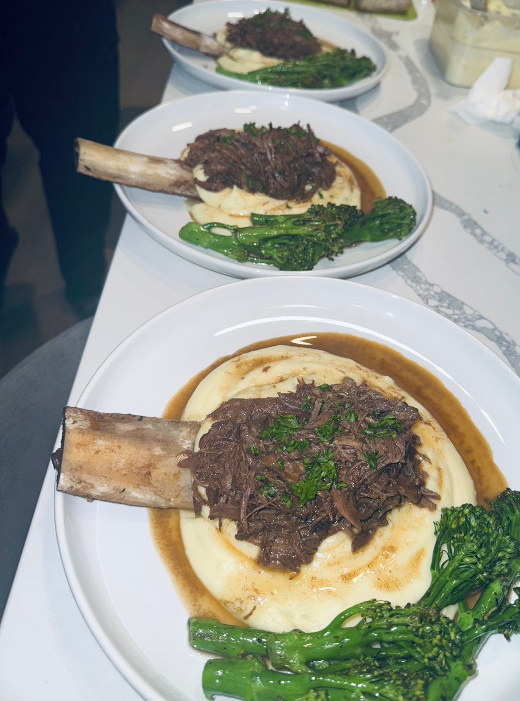 Red wine braised short ribs over creamy potato pur