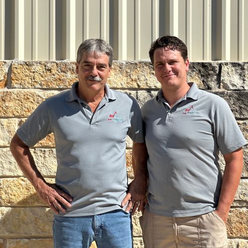 Pete and Josh at our shop in Bastrop, Tx.