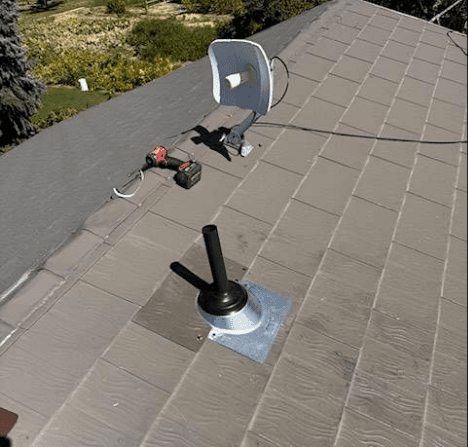 Pipe collar replacement on metal shingle roof