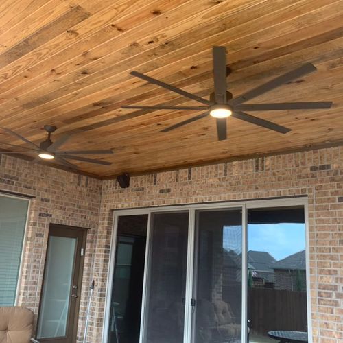 Installing fans on this patio makes it easy relaxi