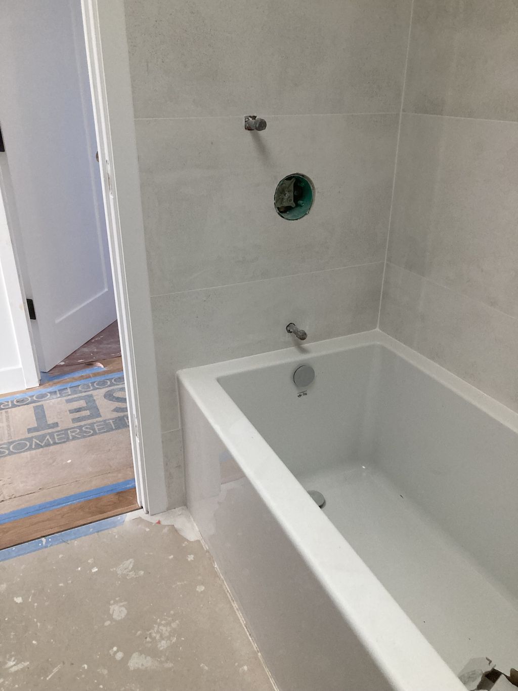 Bathtub installation almost complete
