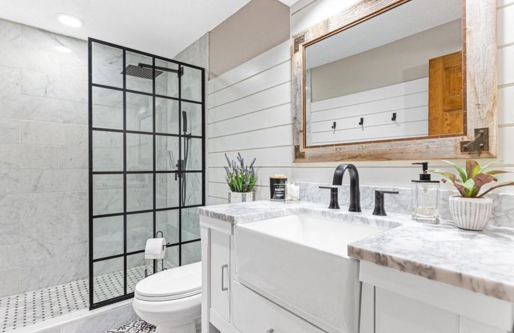 Complete bathroom redo. Converted  a tub to walk-i