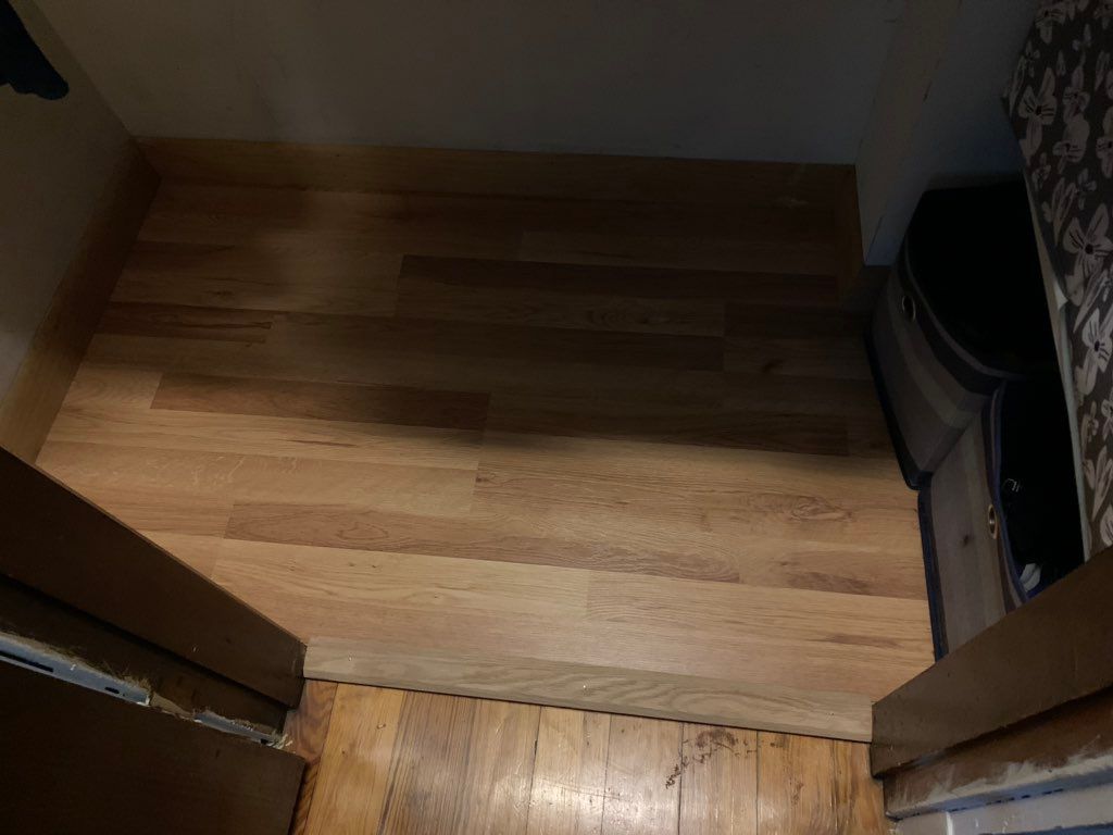 Alex put flooring down in two closets, which was m