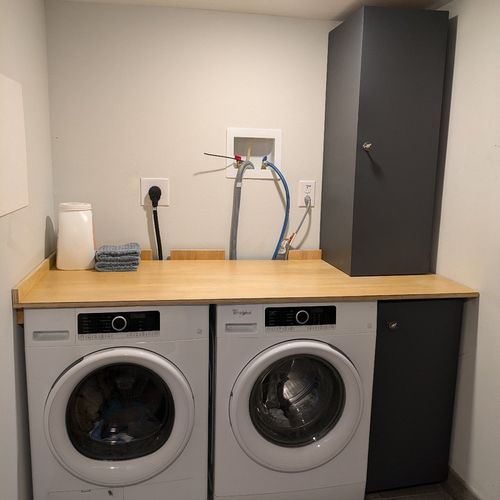 Mike built two custom cabinets for my laundry room