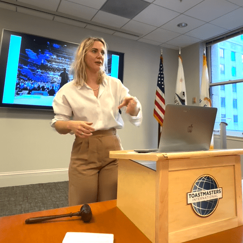 Leading the Toastmasters meeting at San Francisco 