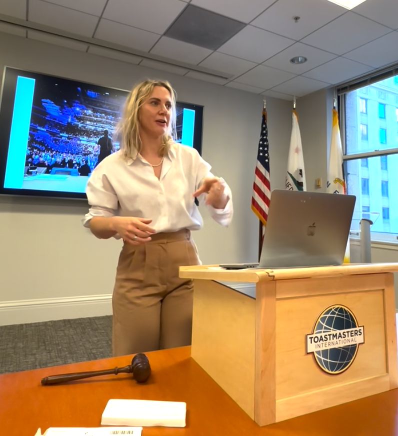 Leading the Toastmasters meeting at San Francisco 