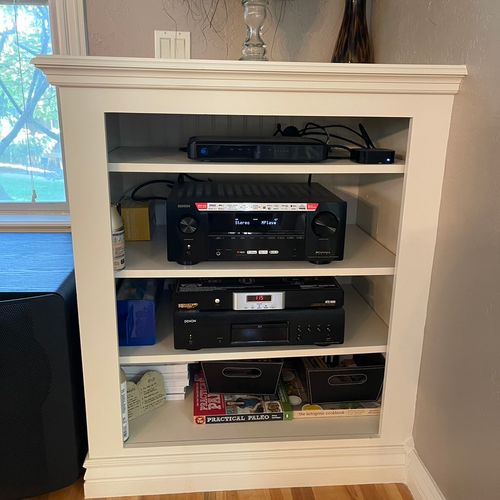 Built in stereo cabinet. 