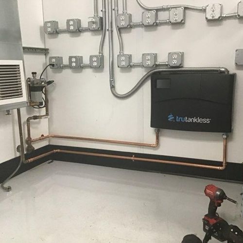 Commercial electric tankless water heater install